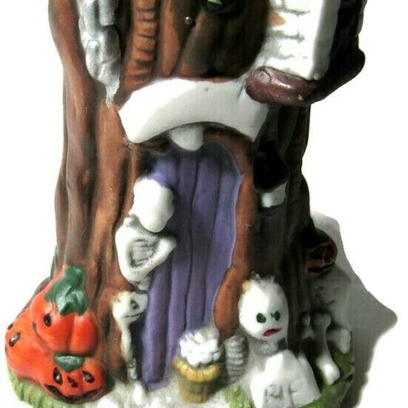 Tall Ceramic Haunted House Tree Trunk Ghosts - Picture 7 of 9